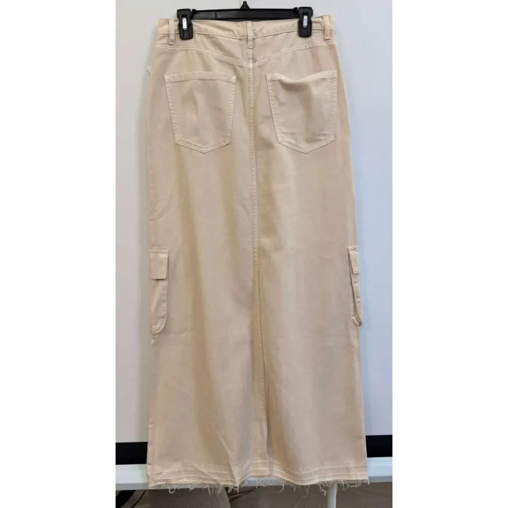 Denim Cargo Long Skirt - Picture 3 of 3